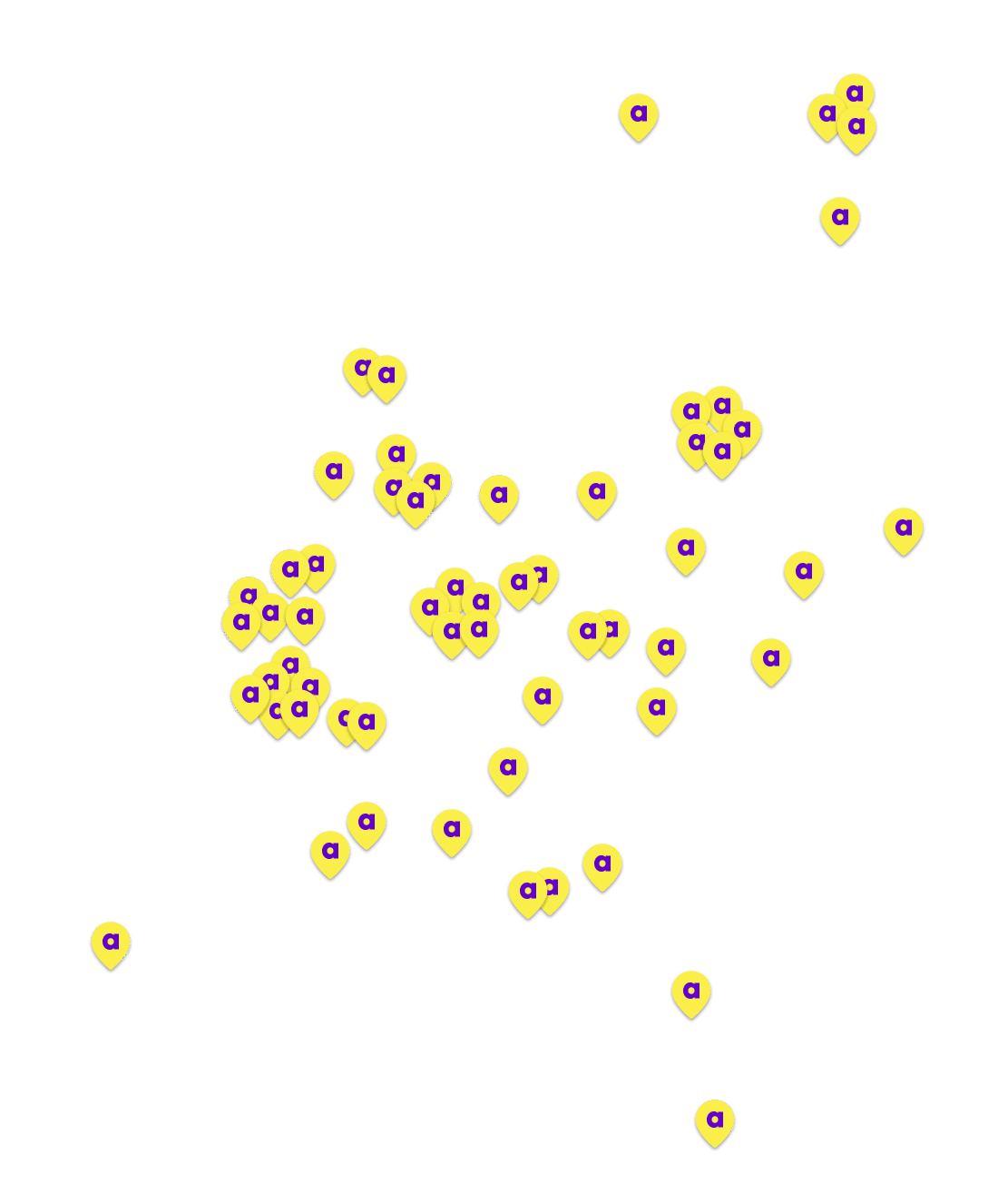 Landkaart van Nederland met locaties waar All You Can Learn actief is in het mbo-onderwijs