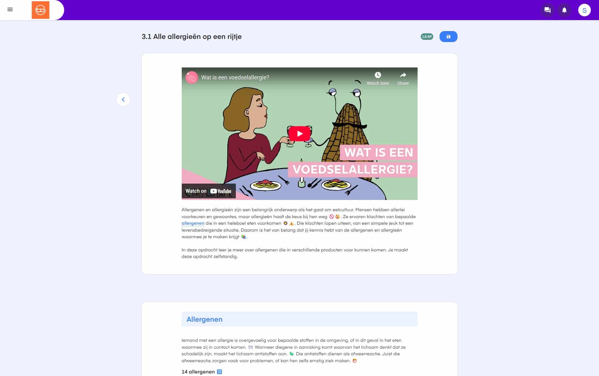 Voorbeeldopdracht ‘Alle allergieën op een rijtje’ binnen het keuzedeel Eetcultuur en wensen (K0032)