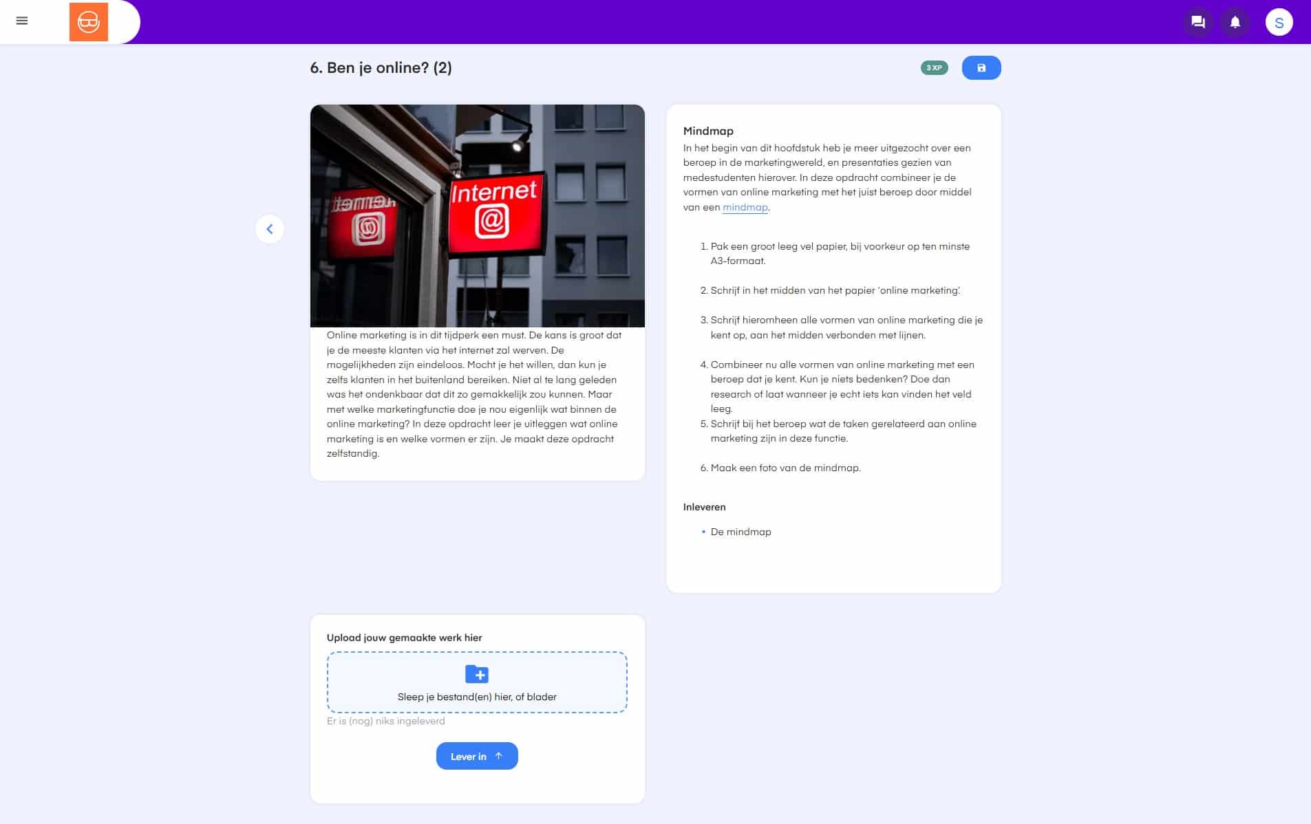 Voorbeeldopdracht ‘Ben je online? – deel twee’ binnen het keuzedeel Marketing communicatie (K0464)