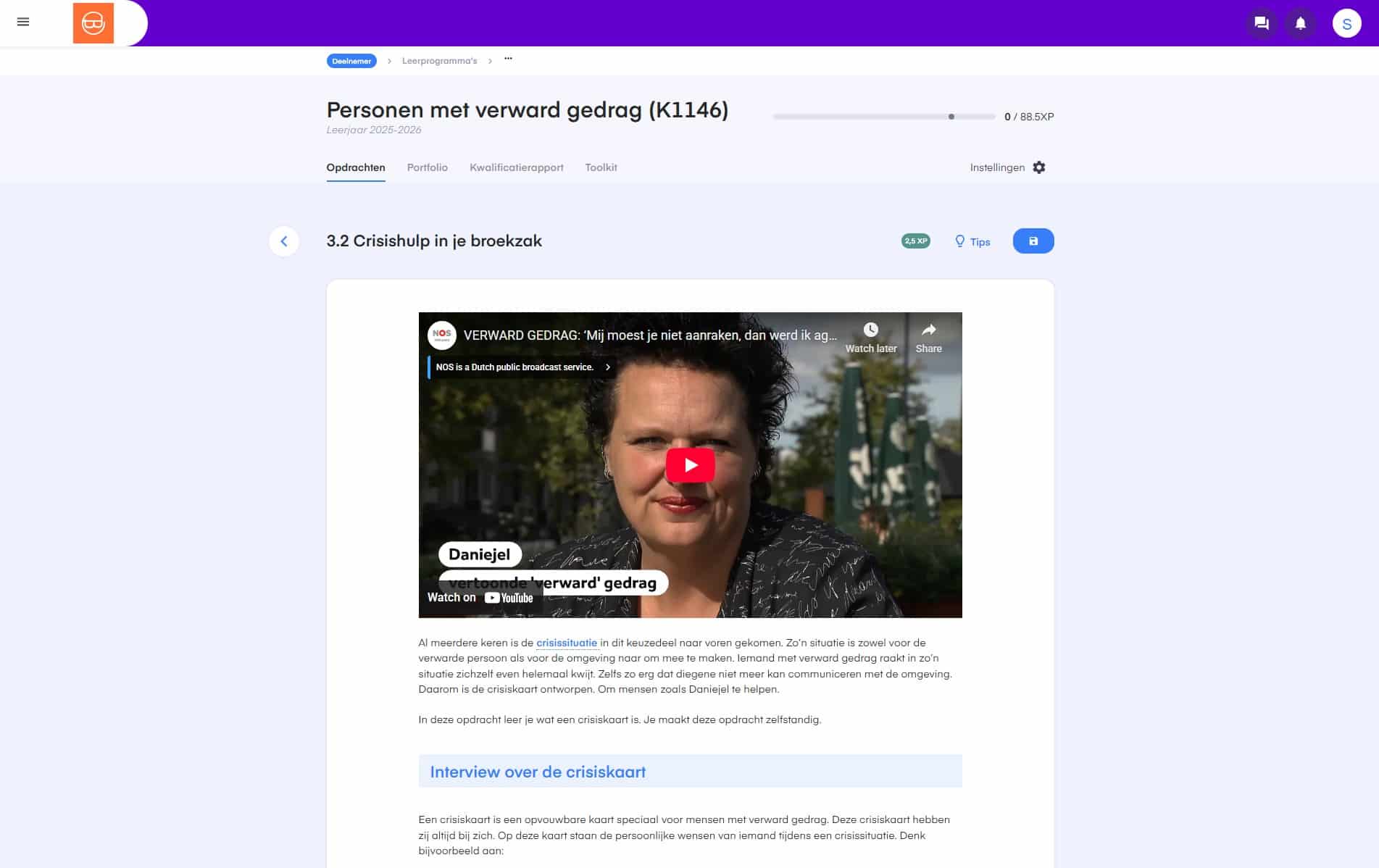Voorbeeldopdracht ‘Crisishulp in je broekzak’ binnen het keuzedeel Personen met verward gedrag (K1146)