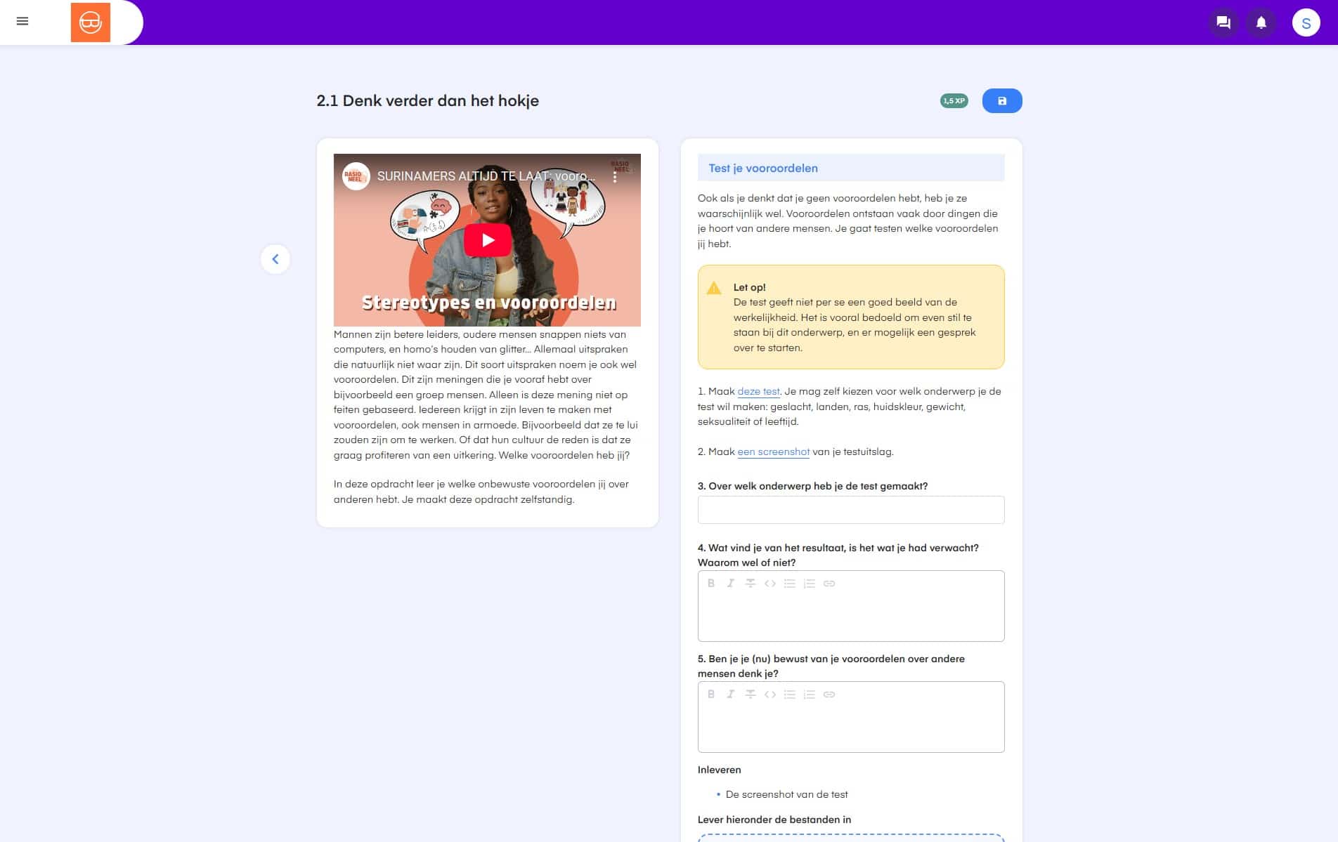 Voorbeeldopdracht ‘Denk verder dan het hokje’ binnen het keuzedeel Bestaanszekerheid en mensenrechten (K1228)