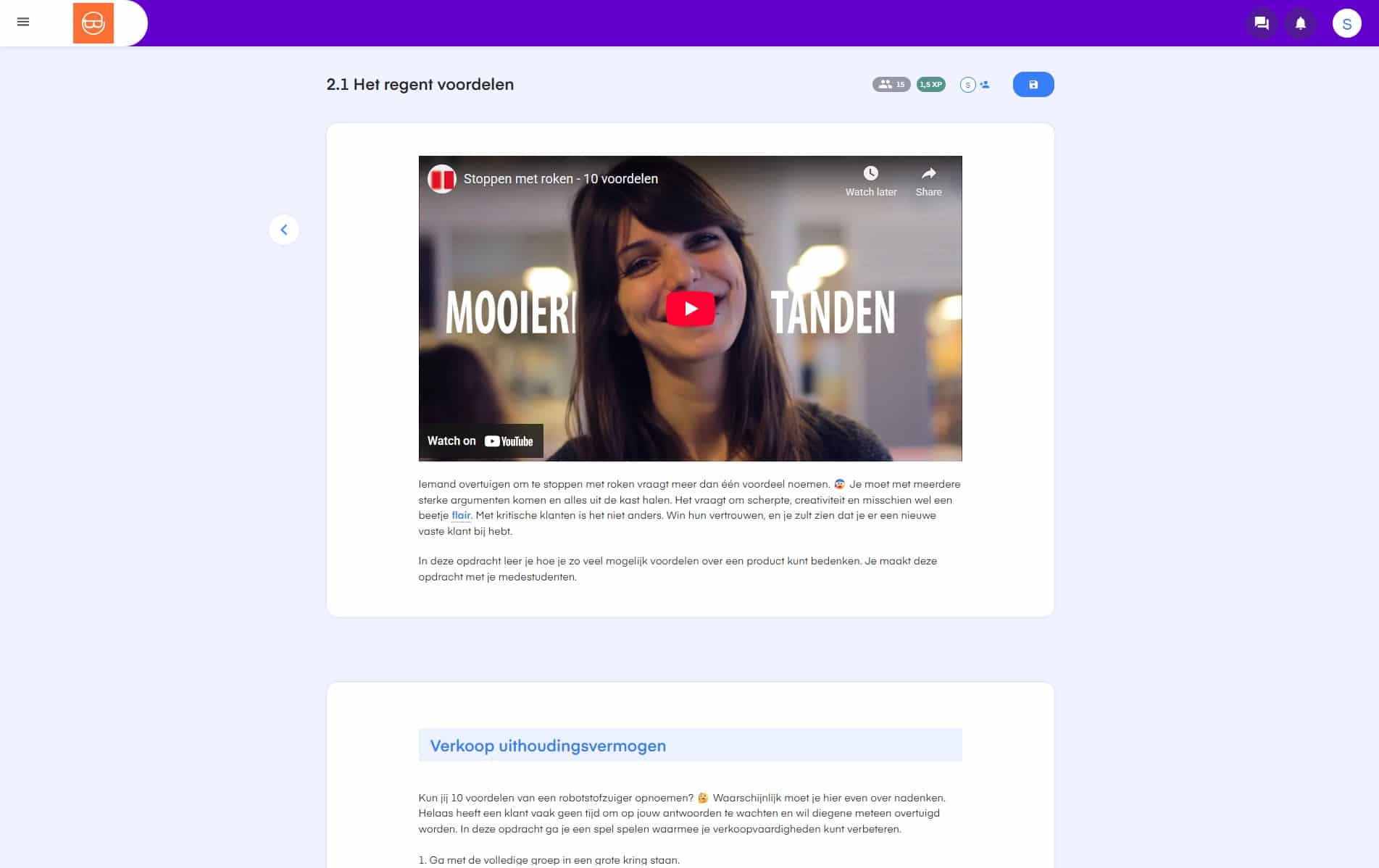 Voorbeeldopdracht ‘Het regent voordelen’ binnen het keuzedeel Klantcontact en verkoop (K0059)