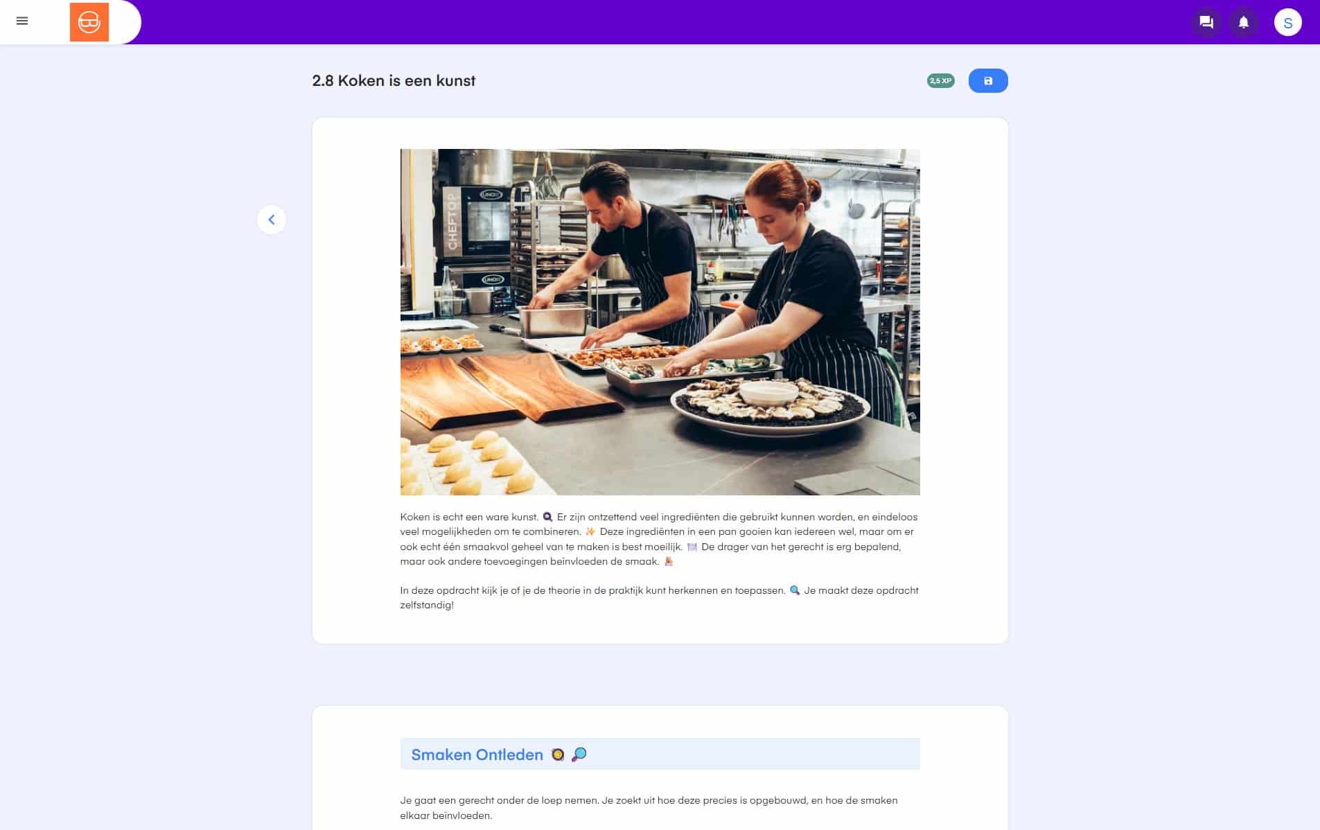 Voorbeeldopdracht ‘Koken is een kunst’ binnen het keuzedeel Eetcultuur en wensen (K0032)