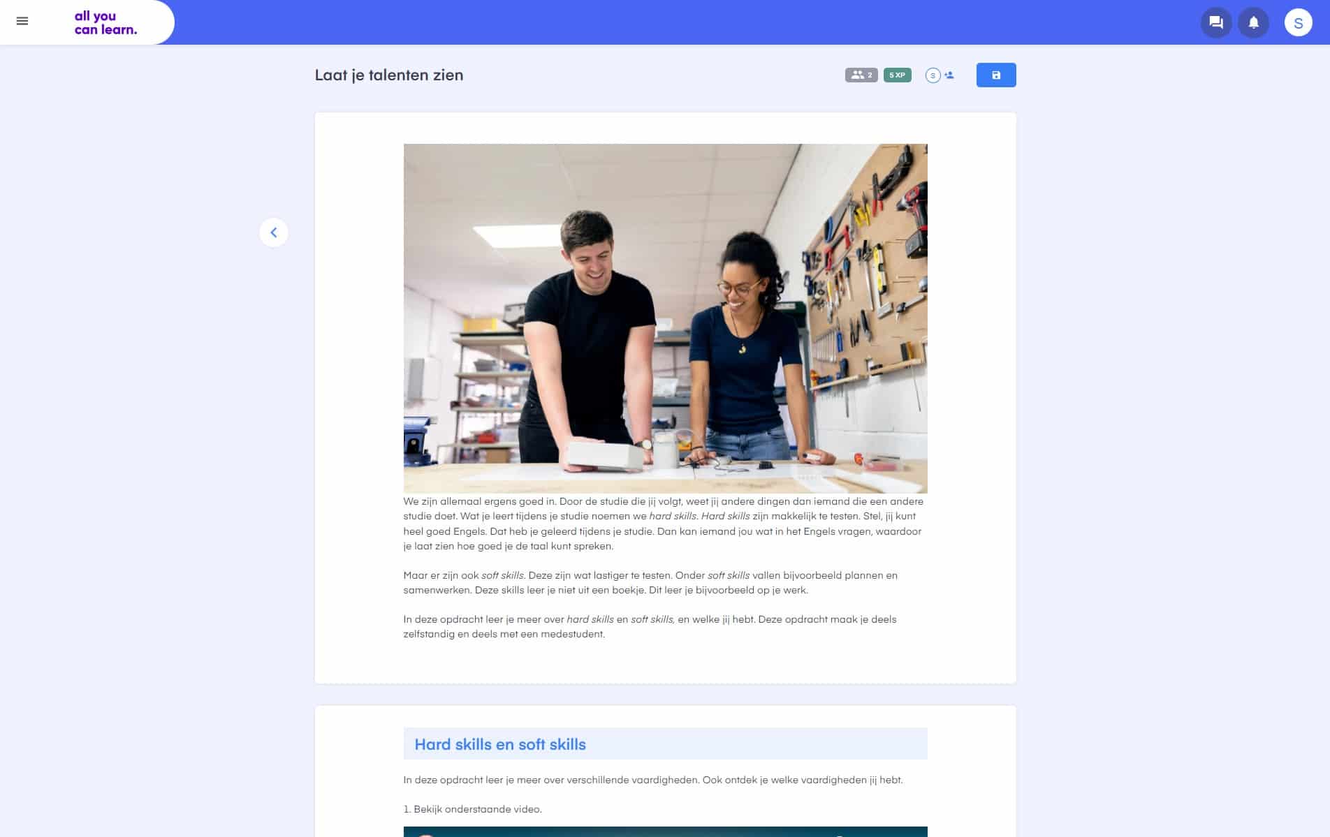 Voorbeeldopdracht ‘Laat je talenten zien’ binnen het keuzedeel Solliciteren (K0097)