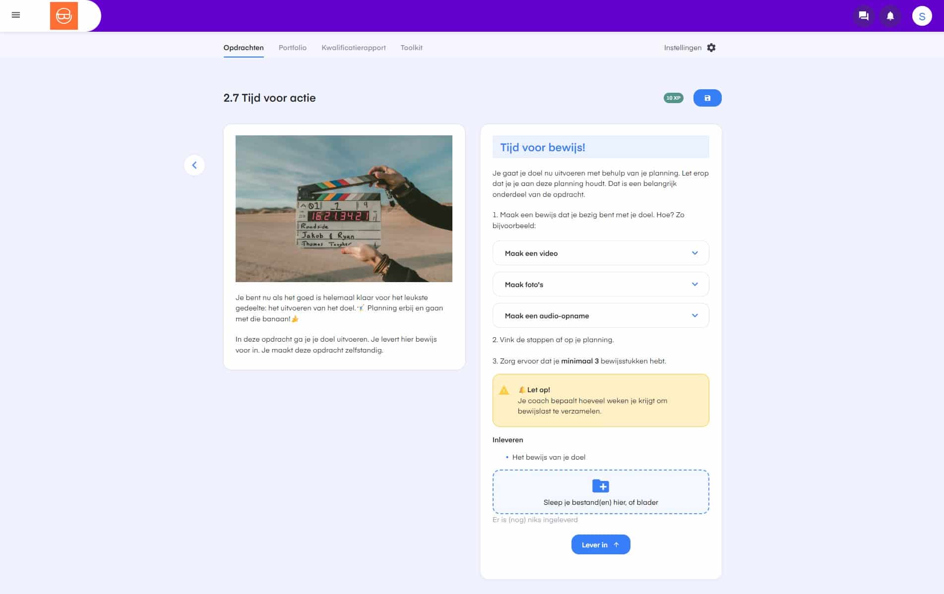 Voorbeeldopdracht ‘Tijd voor actie’ binnen het keuzedeel Verrijking leervaardigheden (K0440)