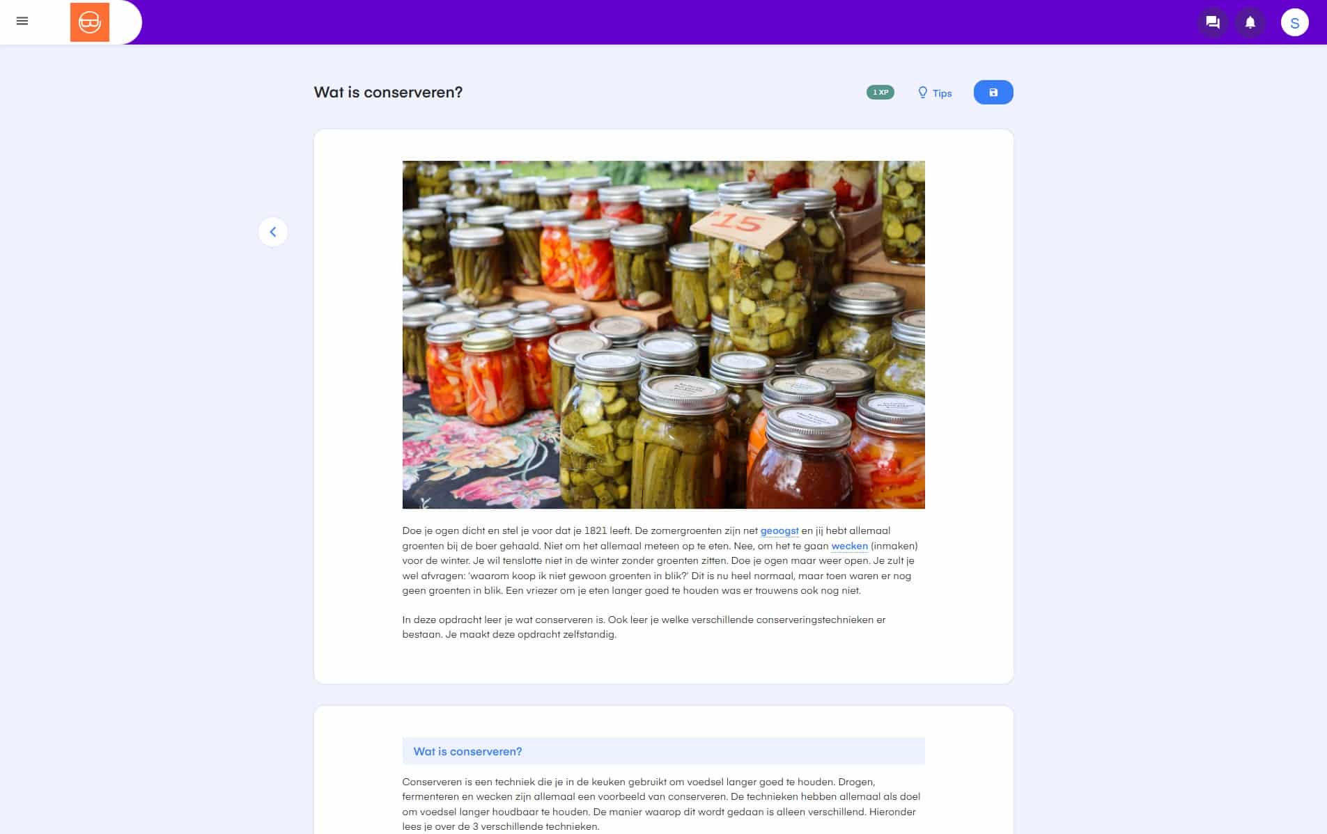 Voorbeeldopdracht ‘Wat is conserveren?’ binnen het keuzedeel Vegan keuken (K1337)