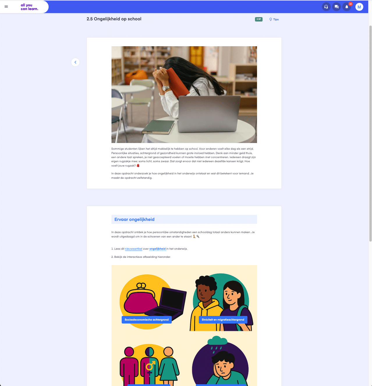 Illustratie die verschillende oorzaken van ongelijkheid laat zien, zoals sociaaleconomische achtergrond en migratie, binnen burgerschapsonderwijs.