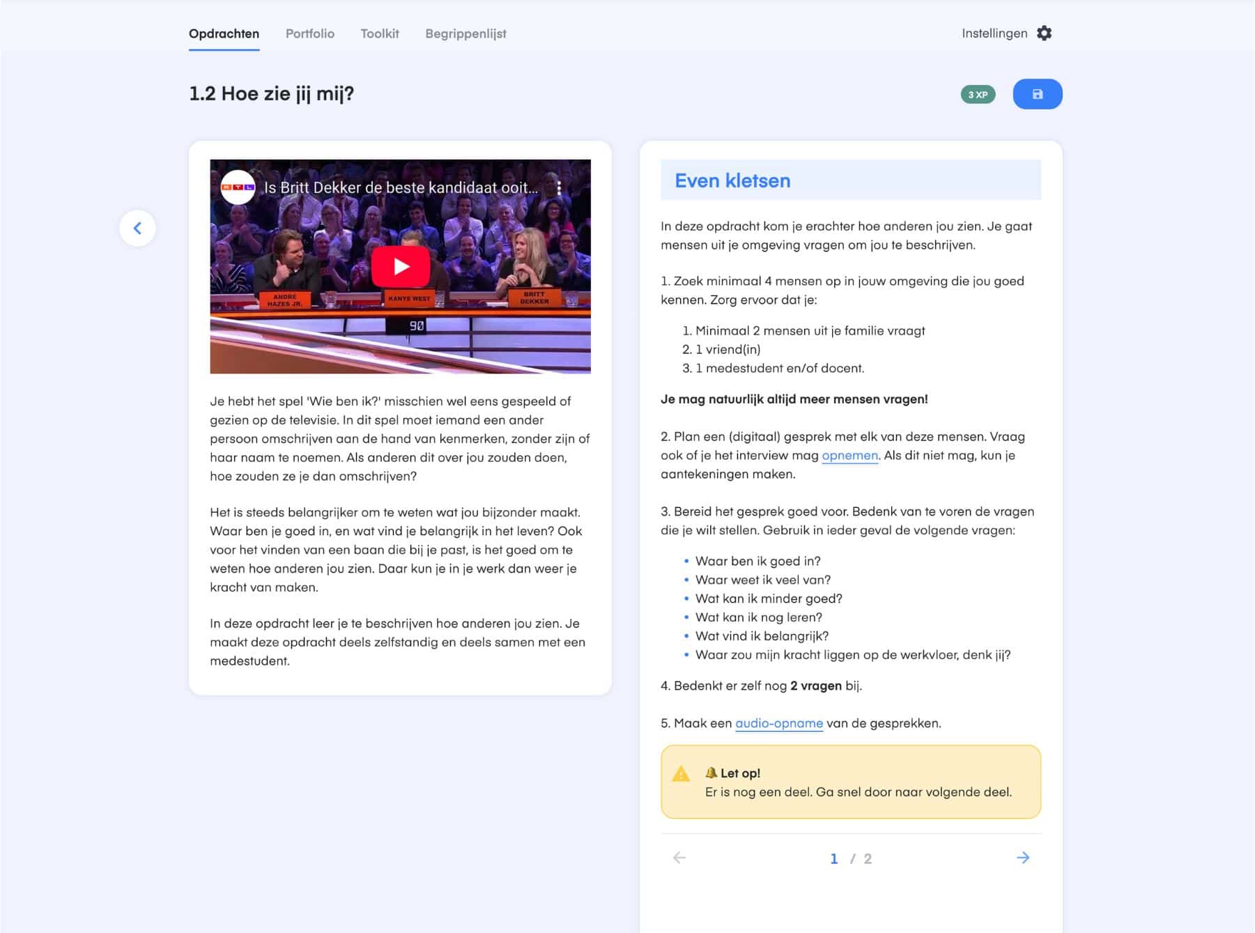 Opdrachtpagina ‘Hoe zie jij mij?’ uit Loopbaanoriëntatie in All You Can Learn.