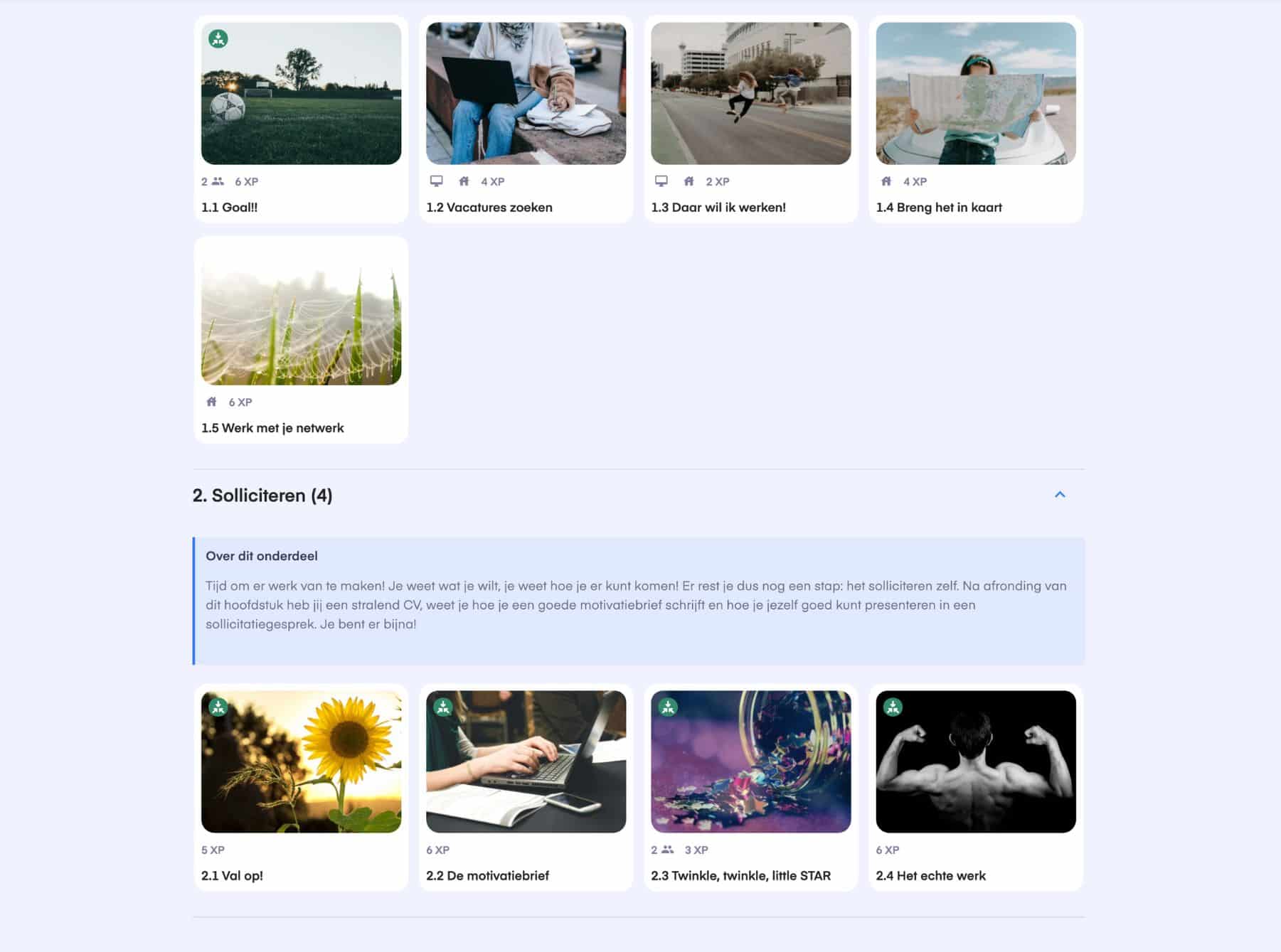Opdrachtenpagina Loopbaanoriëntatie B in All You Can Learn met thema’s over werk vinden en solliciteren.