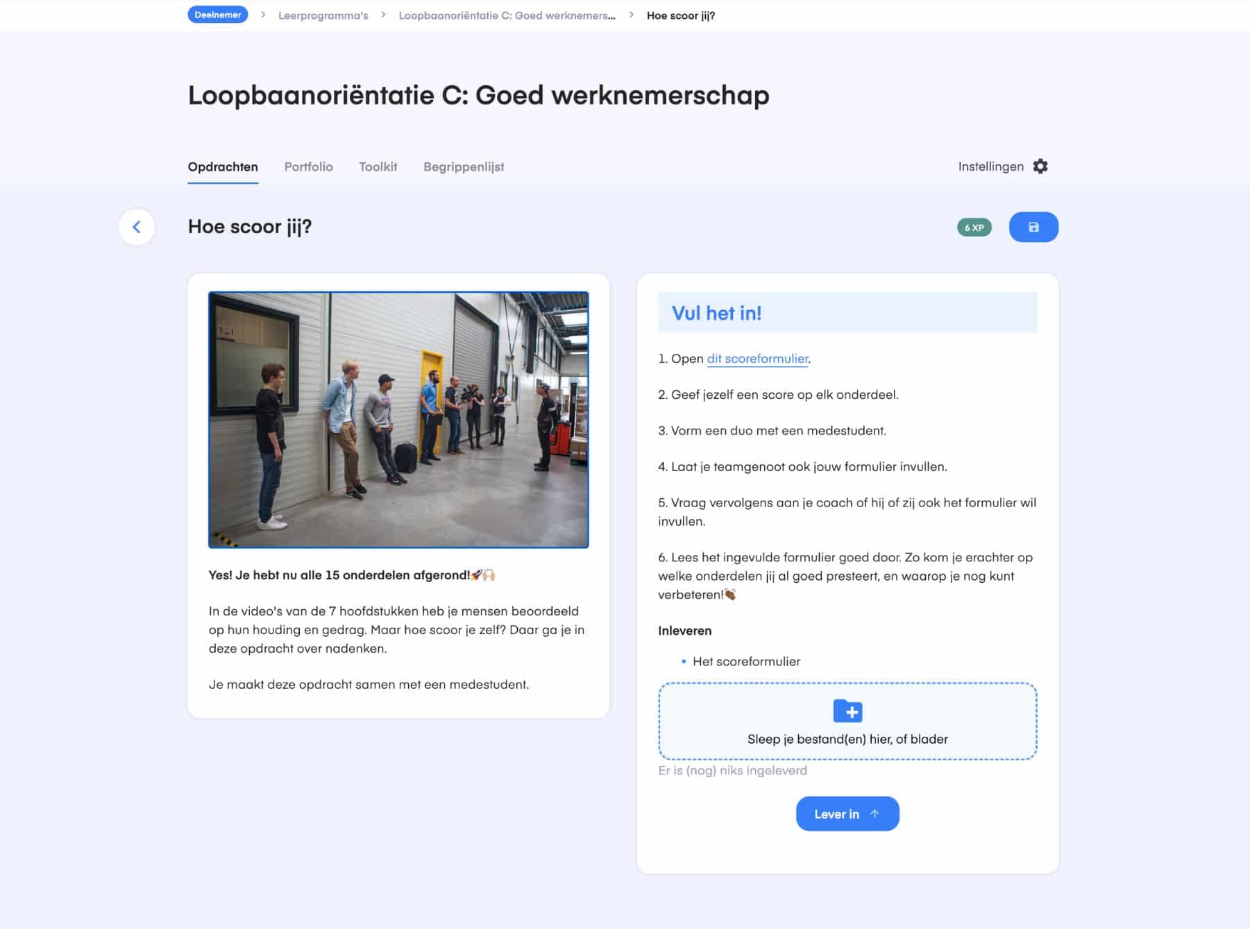 Opdrachtpagina “Hoe scoor jij?” uit Loopbaanoriëntatie C in All You Can Learn.