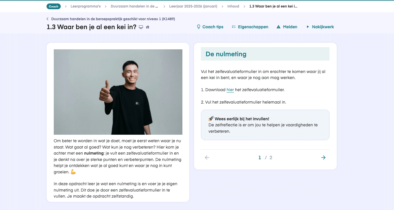 keuzedeel duurzaam handelen niveau 1 voorbeeldopdracht 1