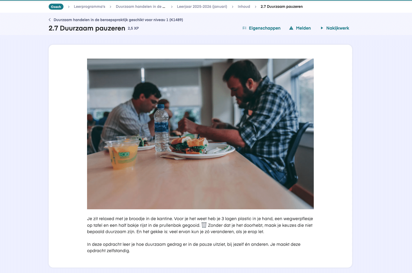 keuzedeel duurzaam handelen niveau 1 voorbeeldopdracht 2