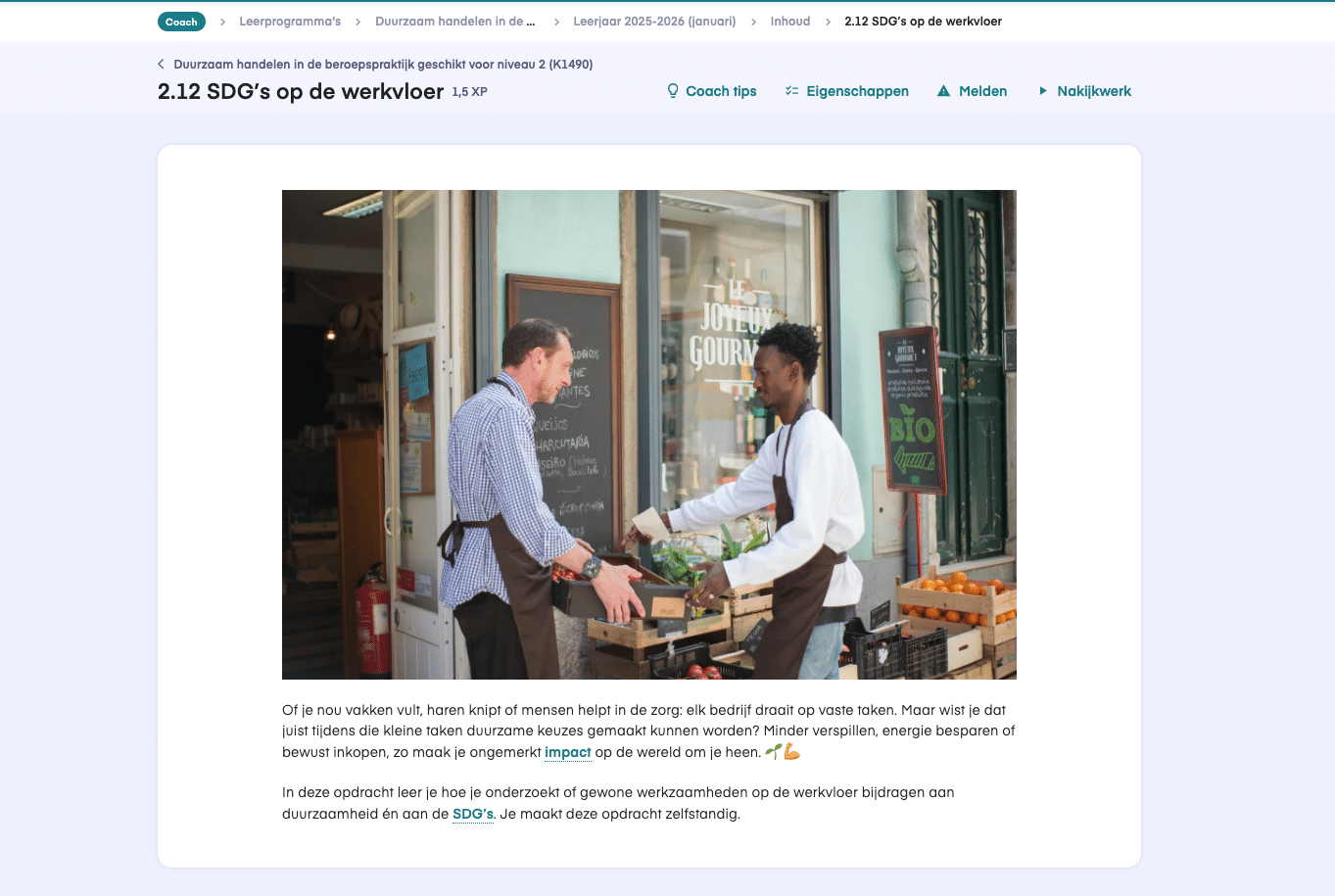 keuzedeel duurzaam handelen niveau 2 voorbeeldopdracht 2