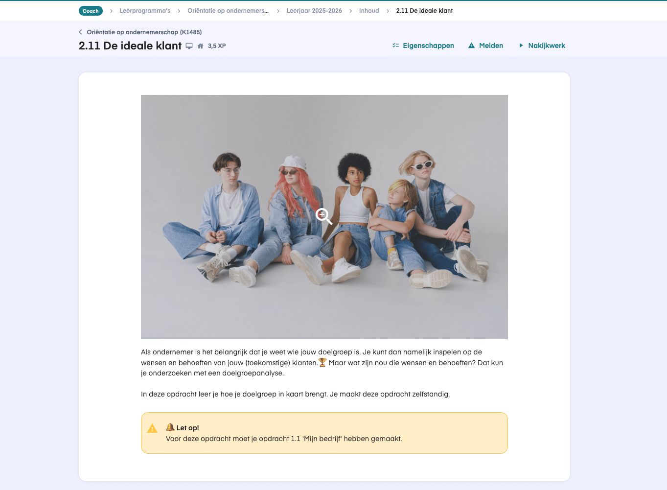 keuzedeel orientatie op ondernemerschap voorbeeldopdracht 2