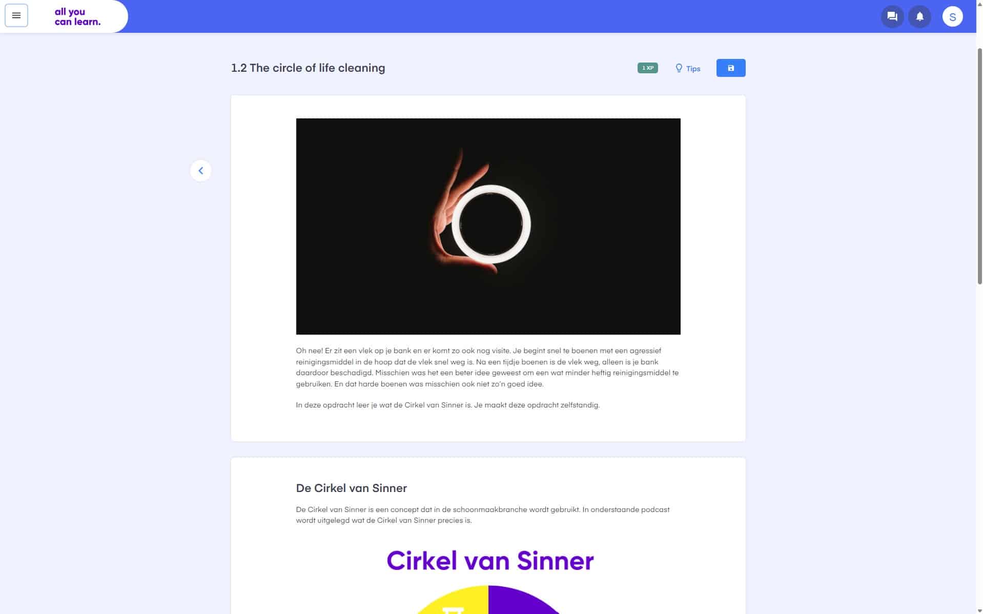 Voorbeeldopdracht ‘The circle of life cleaning’ binnen het keuzedeel Schoonmaken (K0171)